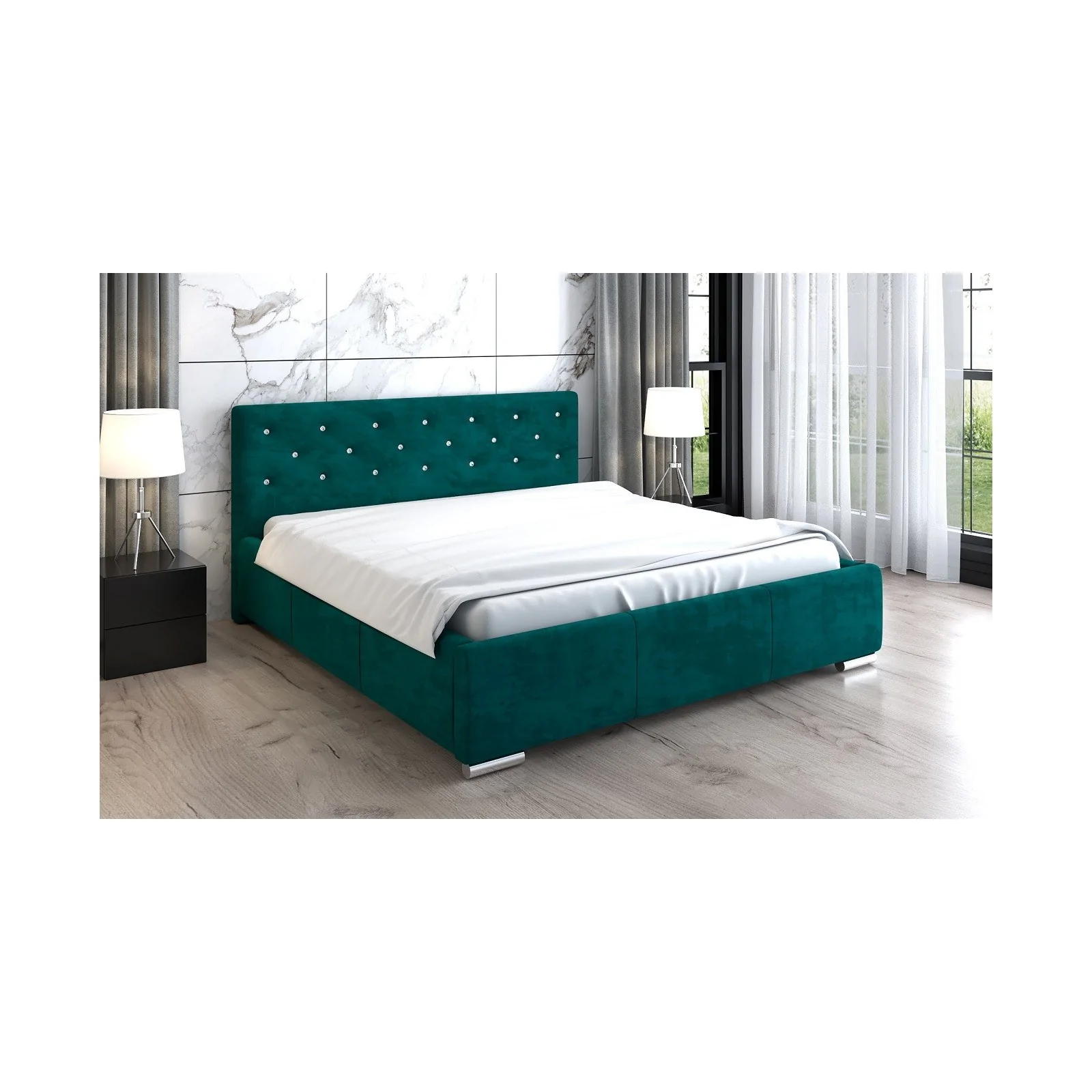 Łóżko sypialniane, tapicerowane Diana +stelaż +pojemnik na pościel