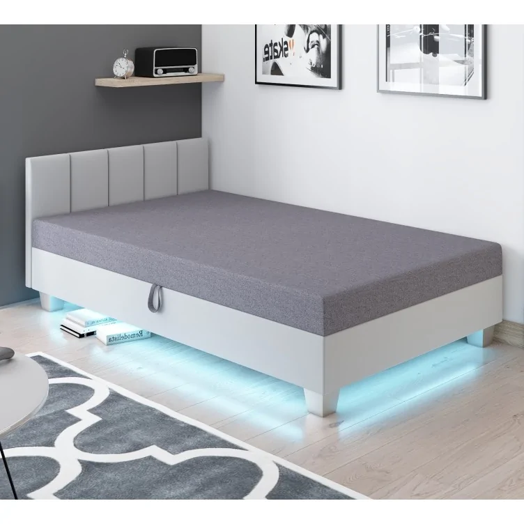 Tapczan Łóżko młodzieżowe Marcela z oświetleniem Led +pojemnik na pościel