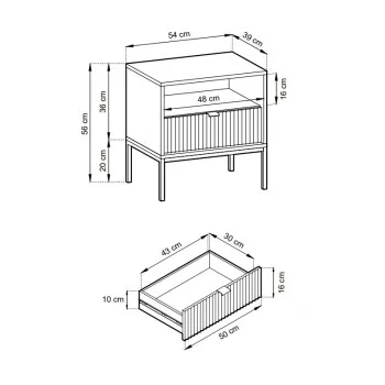 Stoliczek nocny, czarna szafka nocna z szufladą