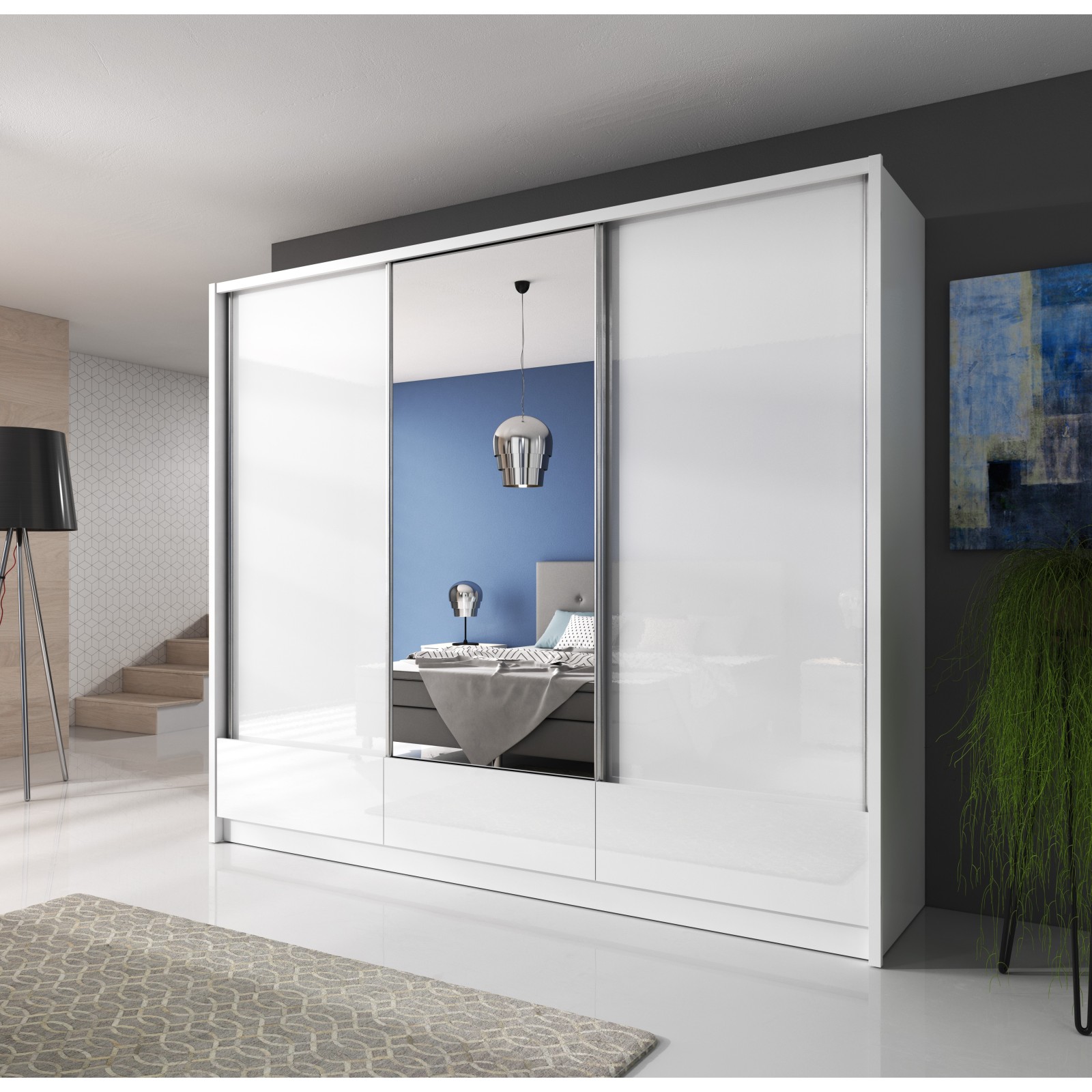 Szafa Aria 1 biała 250cm z lustrem