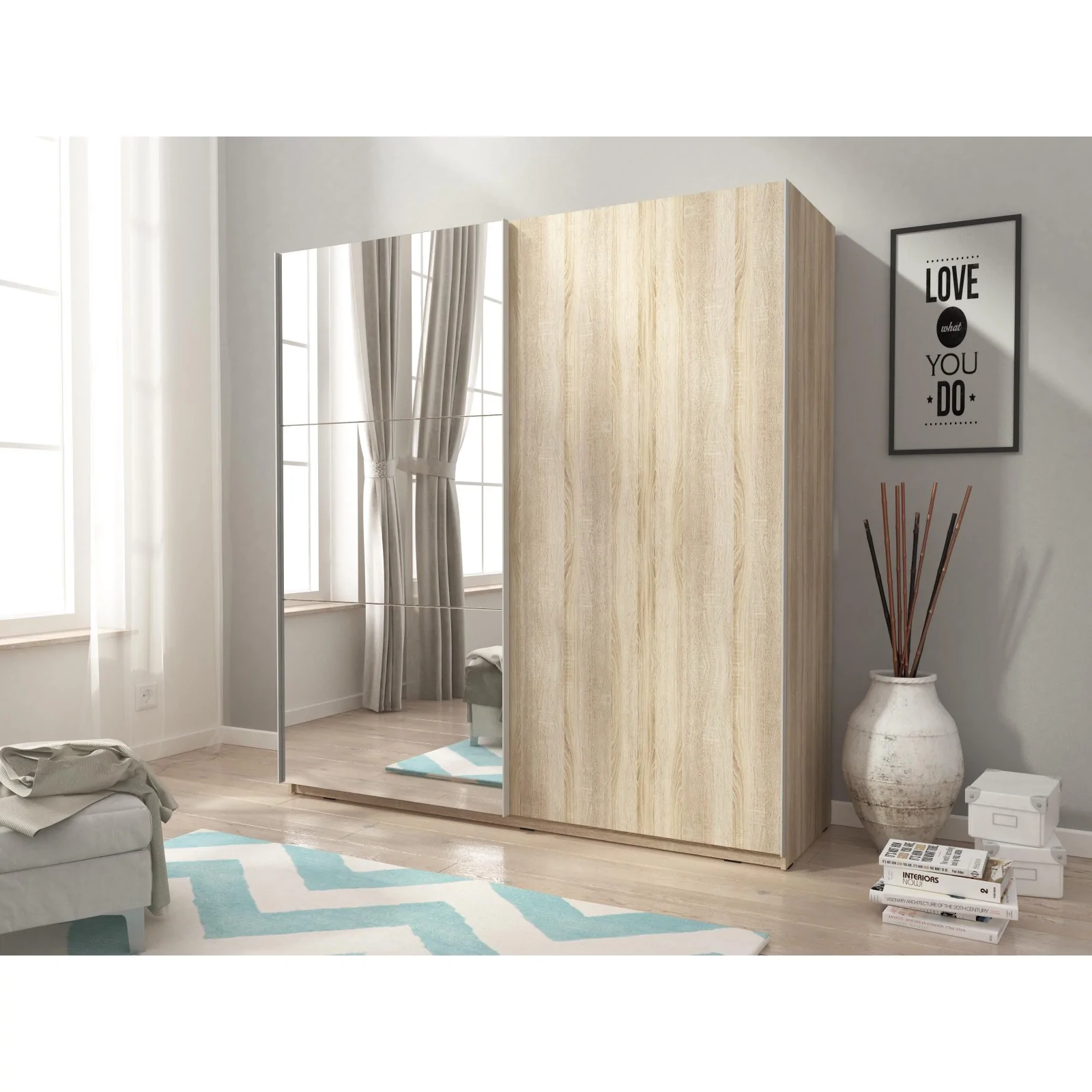 Szafa Mika 2 z lustrem Sonoma 150cm