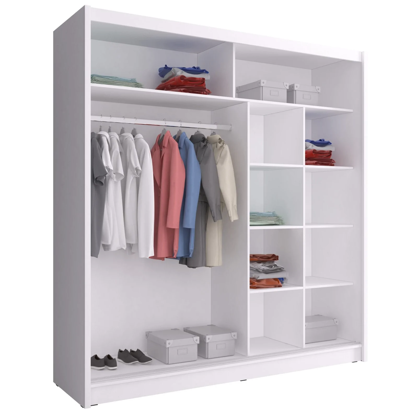 Szafa Maja z dekoracją i lustrem 200cm Biała