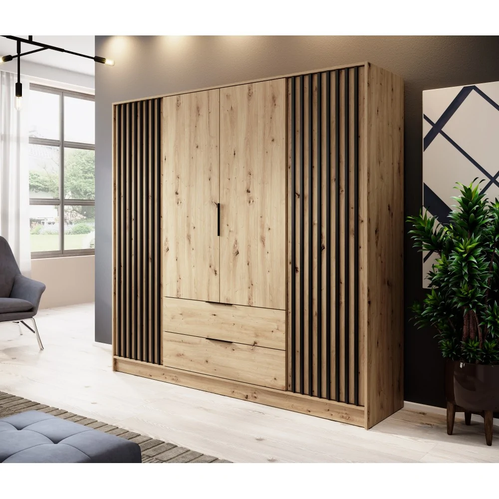 Szafa Nelly 4d Artisan/Lamela czarnym 200cm