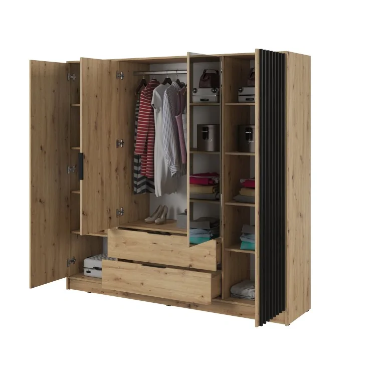 Szafa Nelly 4d z lustrem 200cm Czarny