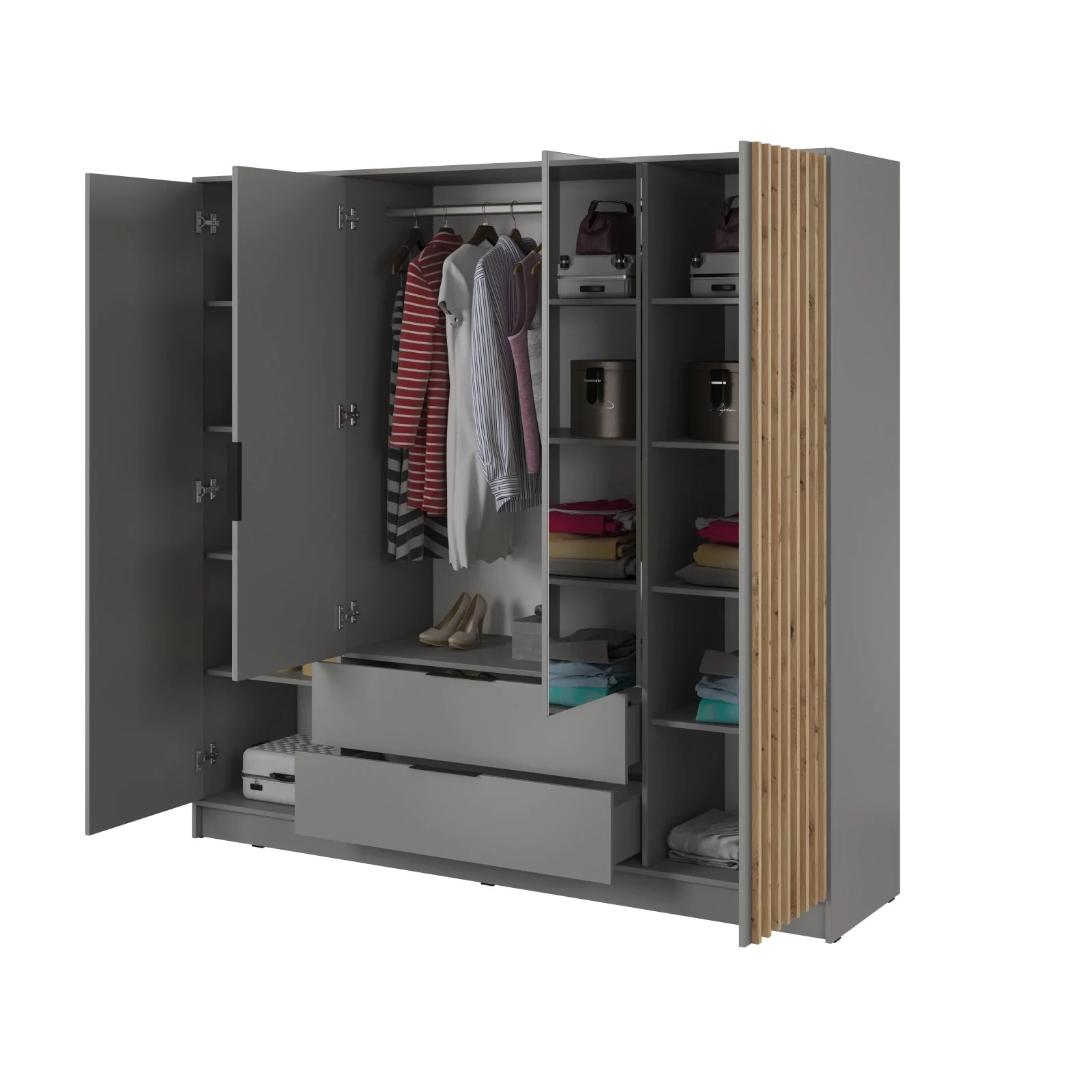 Szafa Nelly 4d z lustrem 200cm Szary