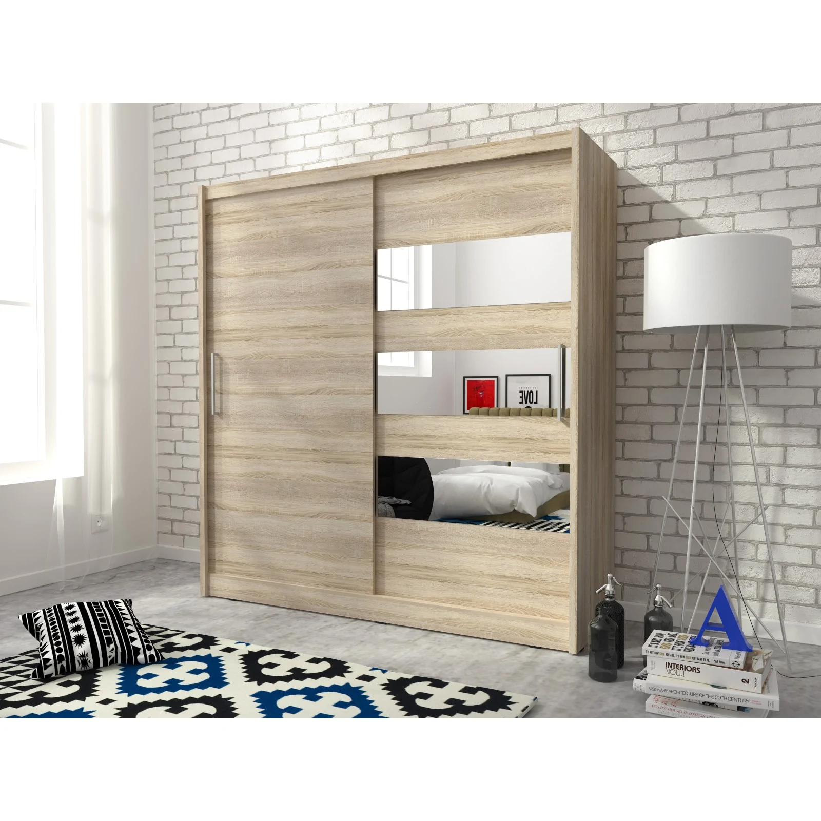 Szafa Maja 3 z lustrem sonoma 200 cm