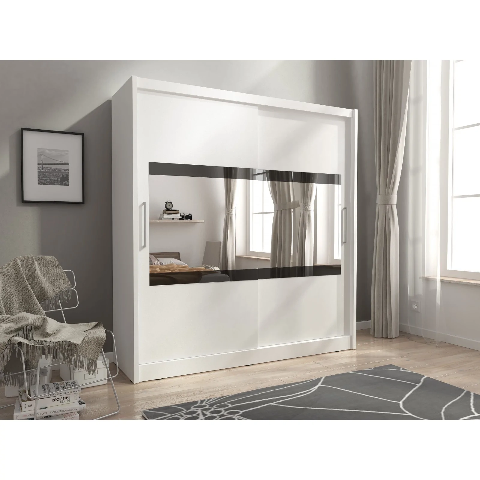 Szafa Maja 4 z lustrem biała 200 cm