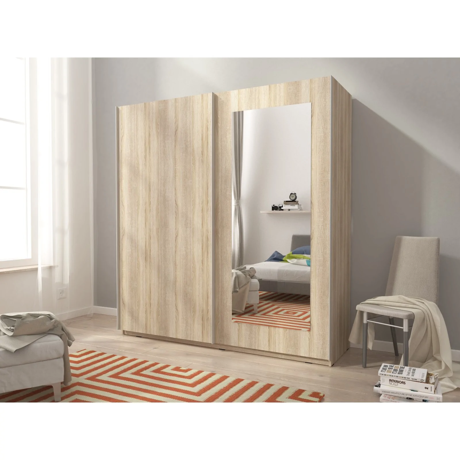 Szafa Mika 8 sonoma z lustrem 150 cm