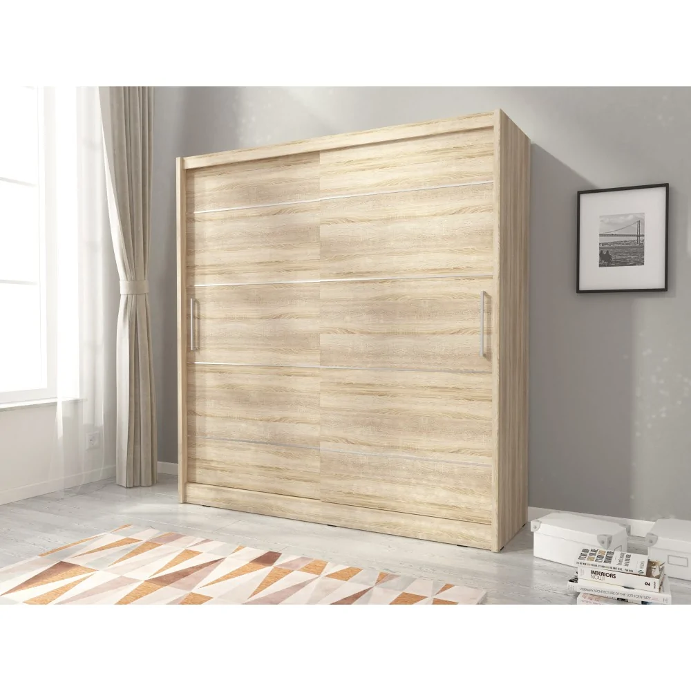Szafa Maja z wstawkami aluminiowymi 180 cm sonoma