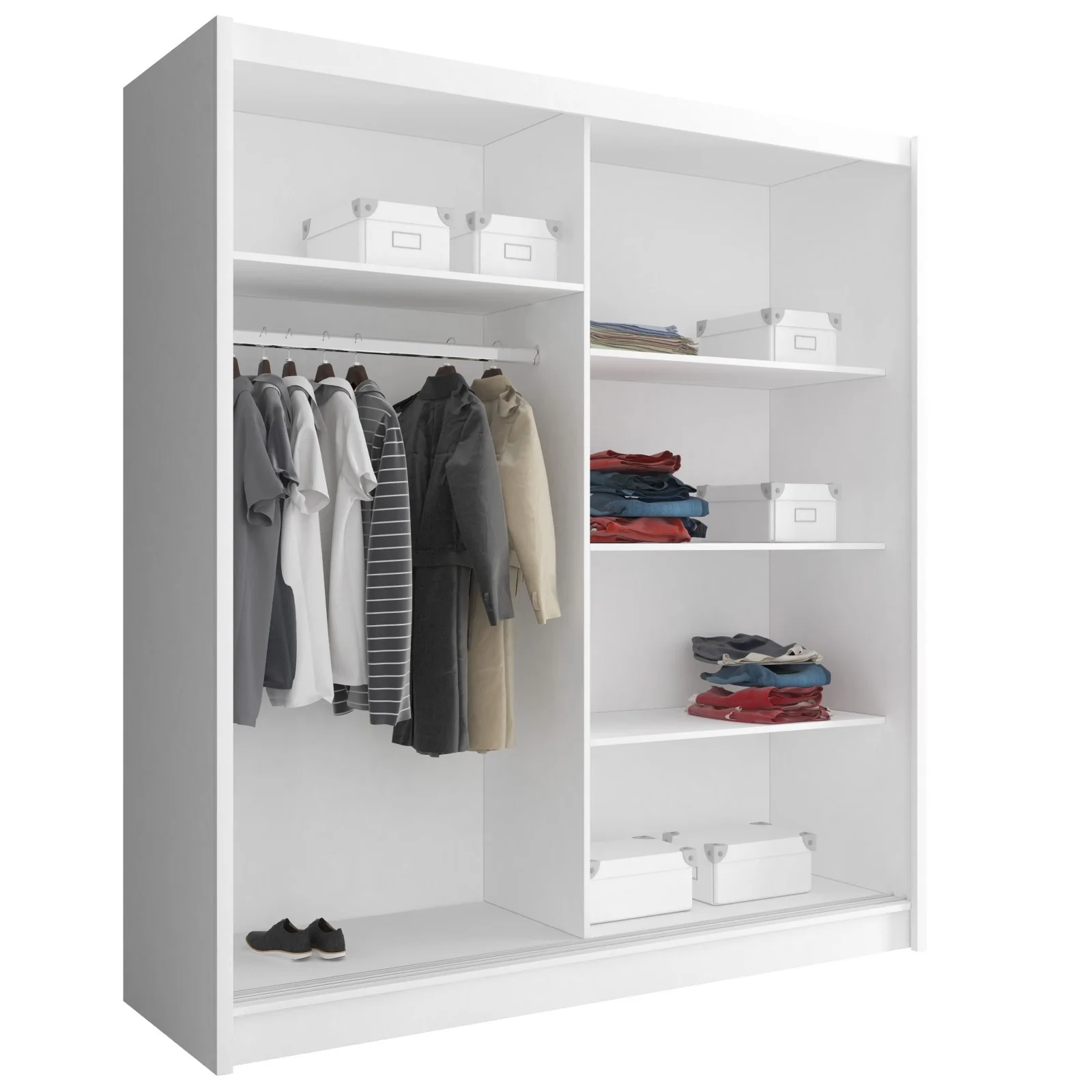 Szafa Maja 1 z lustrem i wstawkami aluminiowymi 180 cm biała