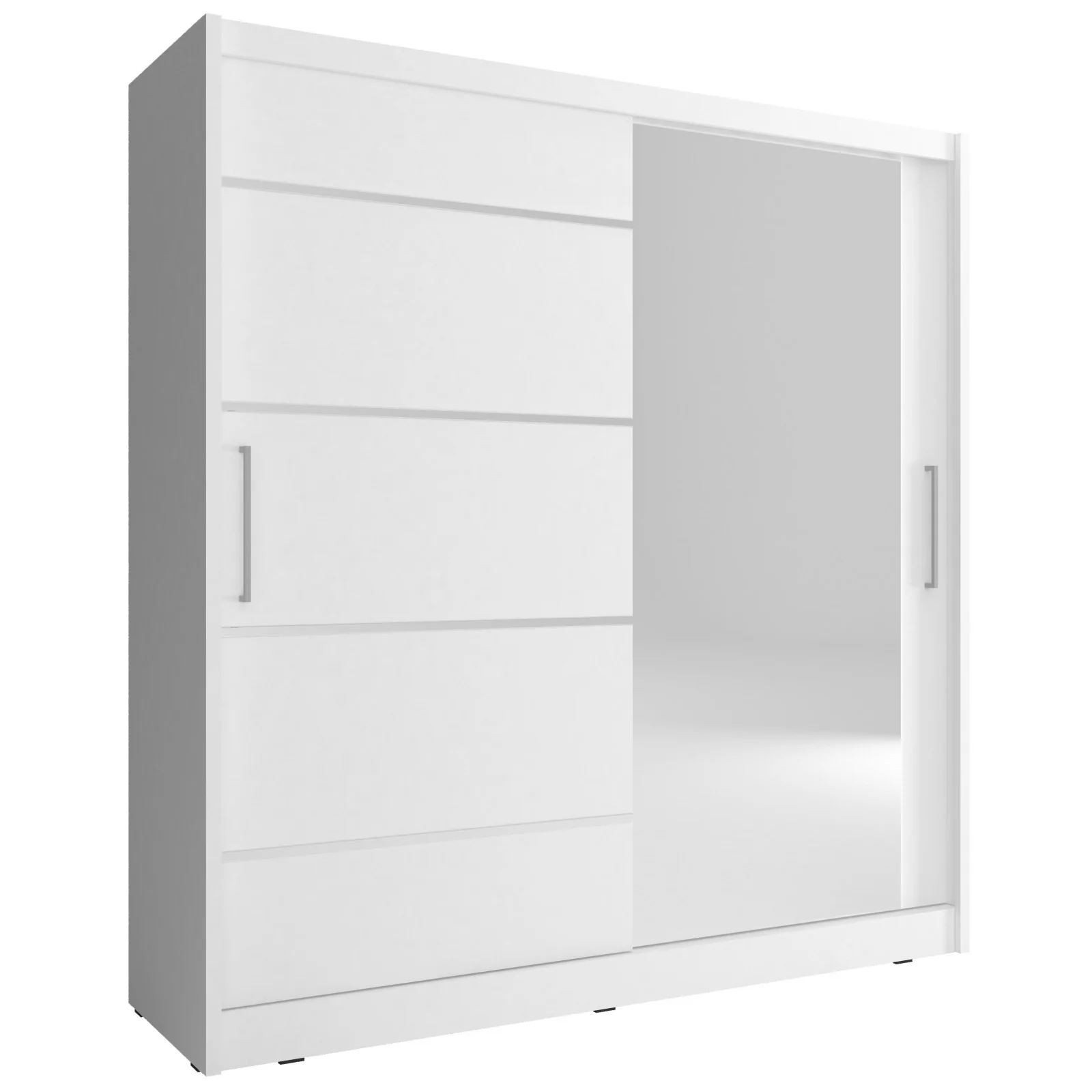 Szafa Maja 1 z lustrem i wstawkami aluminiowymi 180 cm biała