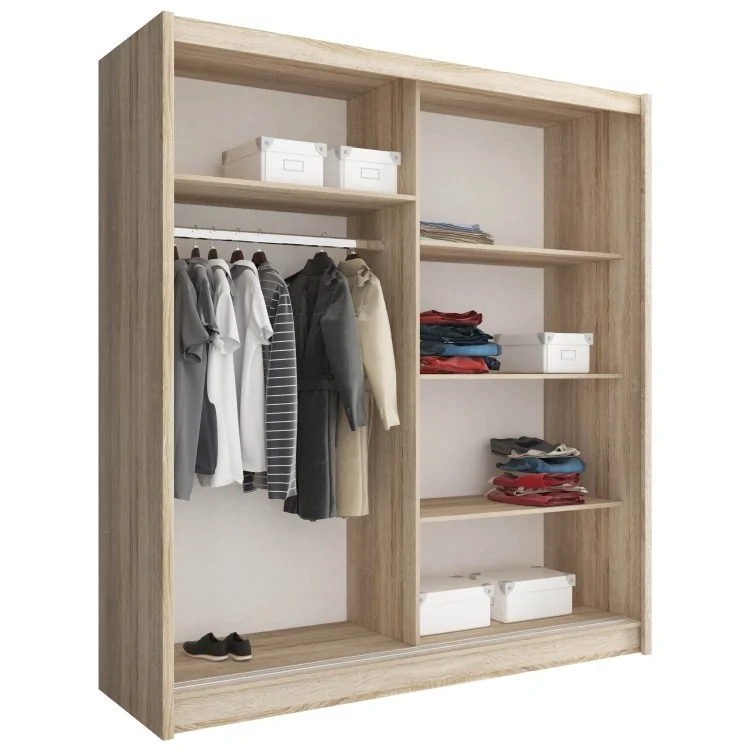 Szafa Maja 1 z lustrem i wstawkami aluminiowymi 180 cm sonoma