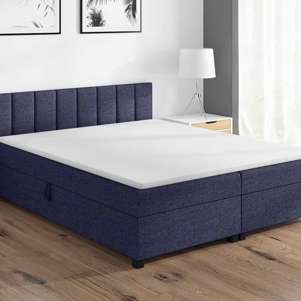 Tapczan dwuosobowy 160x200 Leo Dżinsowy – z pojemnikiem
