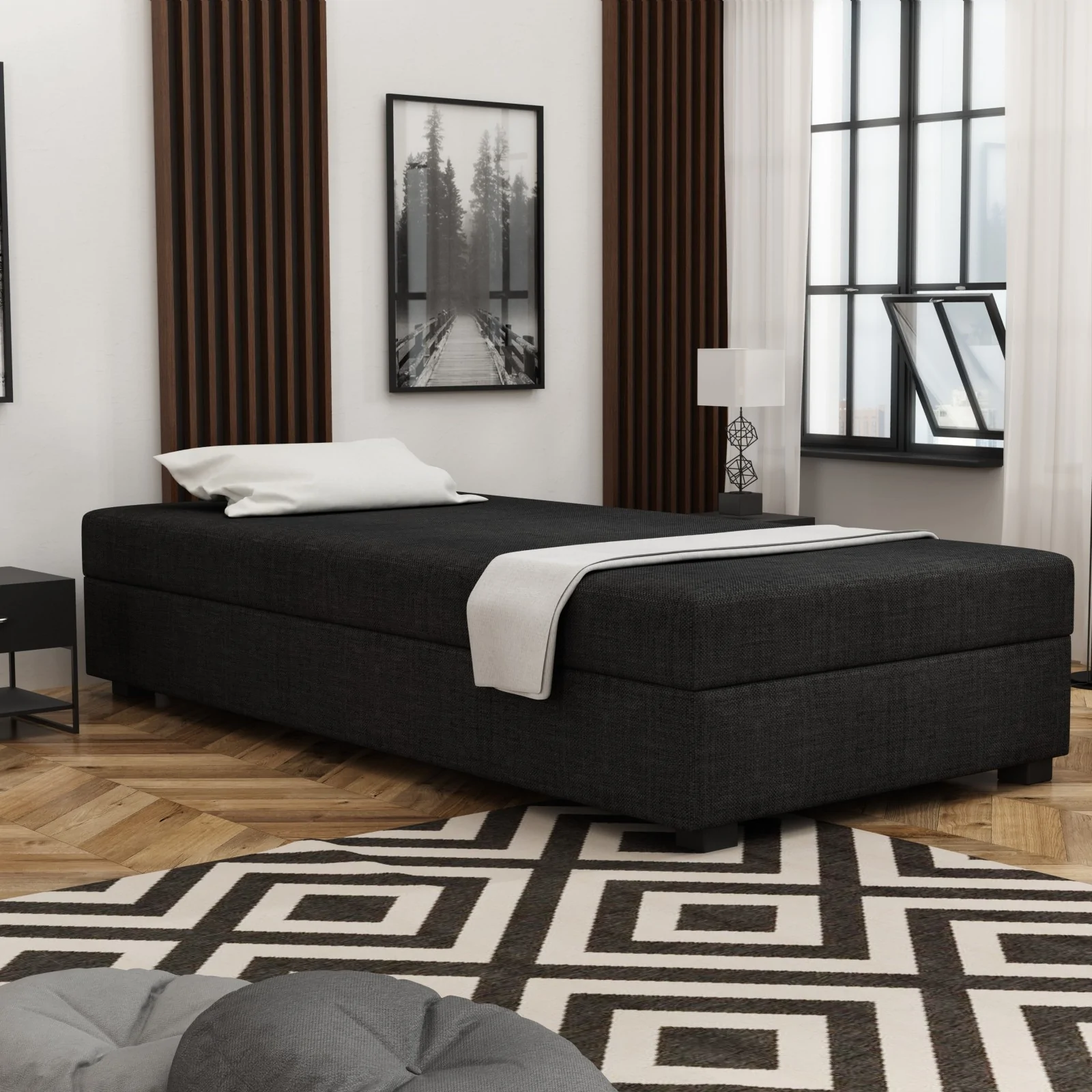 Łóżko jednoosobowe Tapczan z pojemnikiem Iwo 100/195