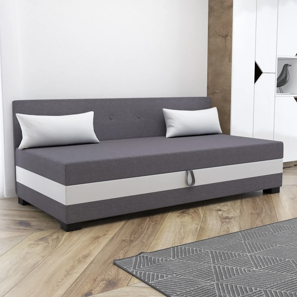 Łóżko Zoja z pojemnikiem, tapczan jednoosobowy, młodzieżowy +Poduszka Gratis