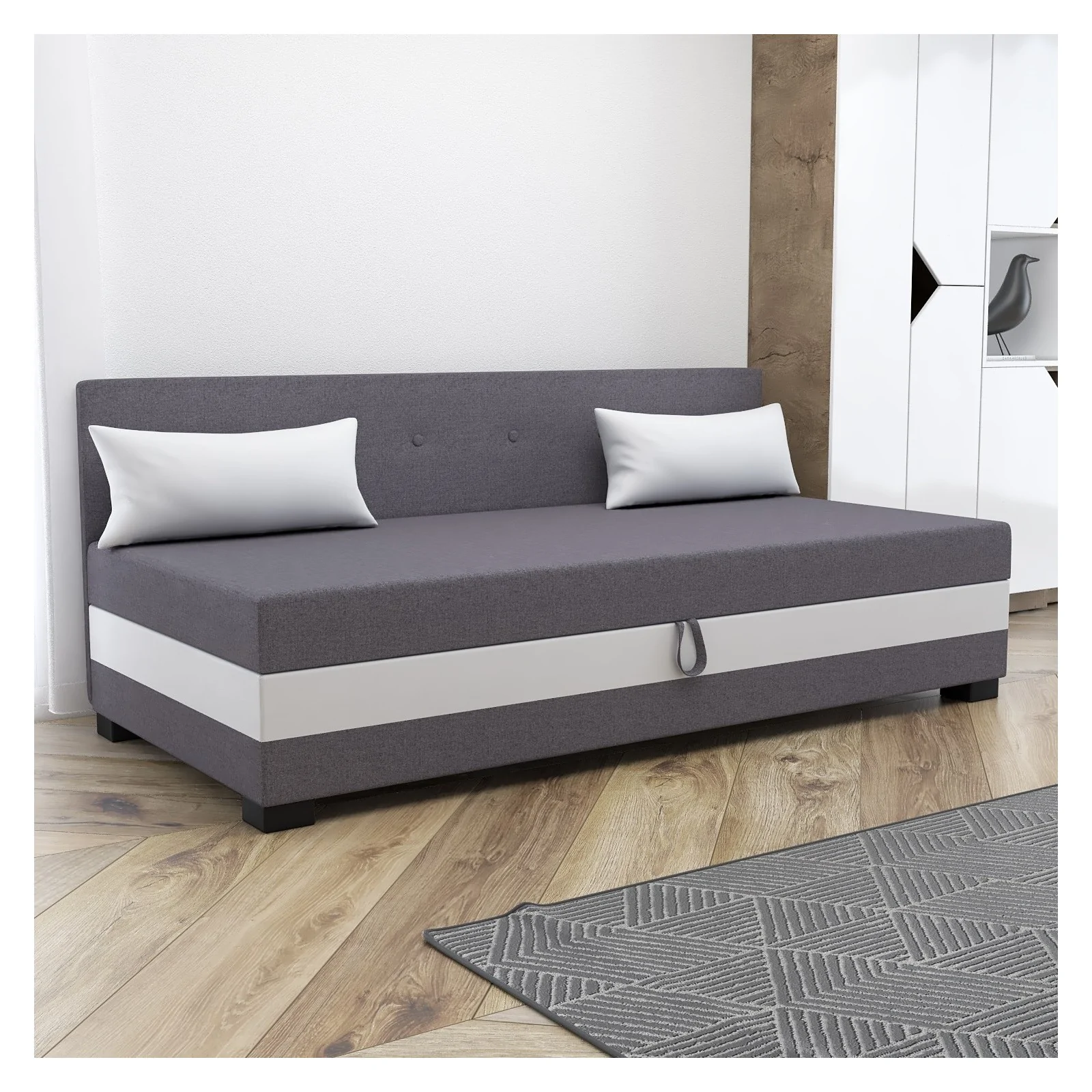 Łóżko Zoja z pojemnikiem, tapczan jednoosobowy, młodzieżowy +Poduszka Gratis