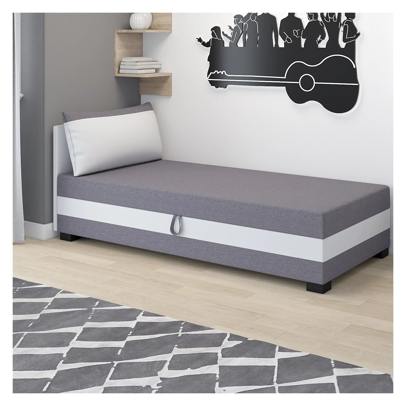 Tapczan 90x200 Ilia Łóżko młodzieżowe jednoosobowe z poduszką