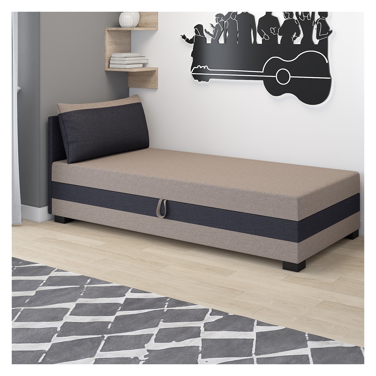 Tapczan młodzieżowy 80x200 Ilia Łóżko jednoosobowe z poduszką