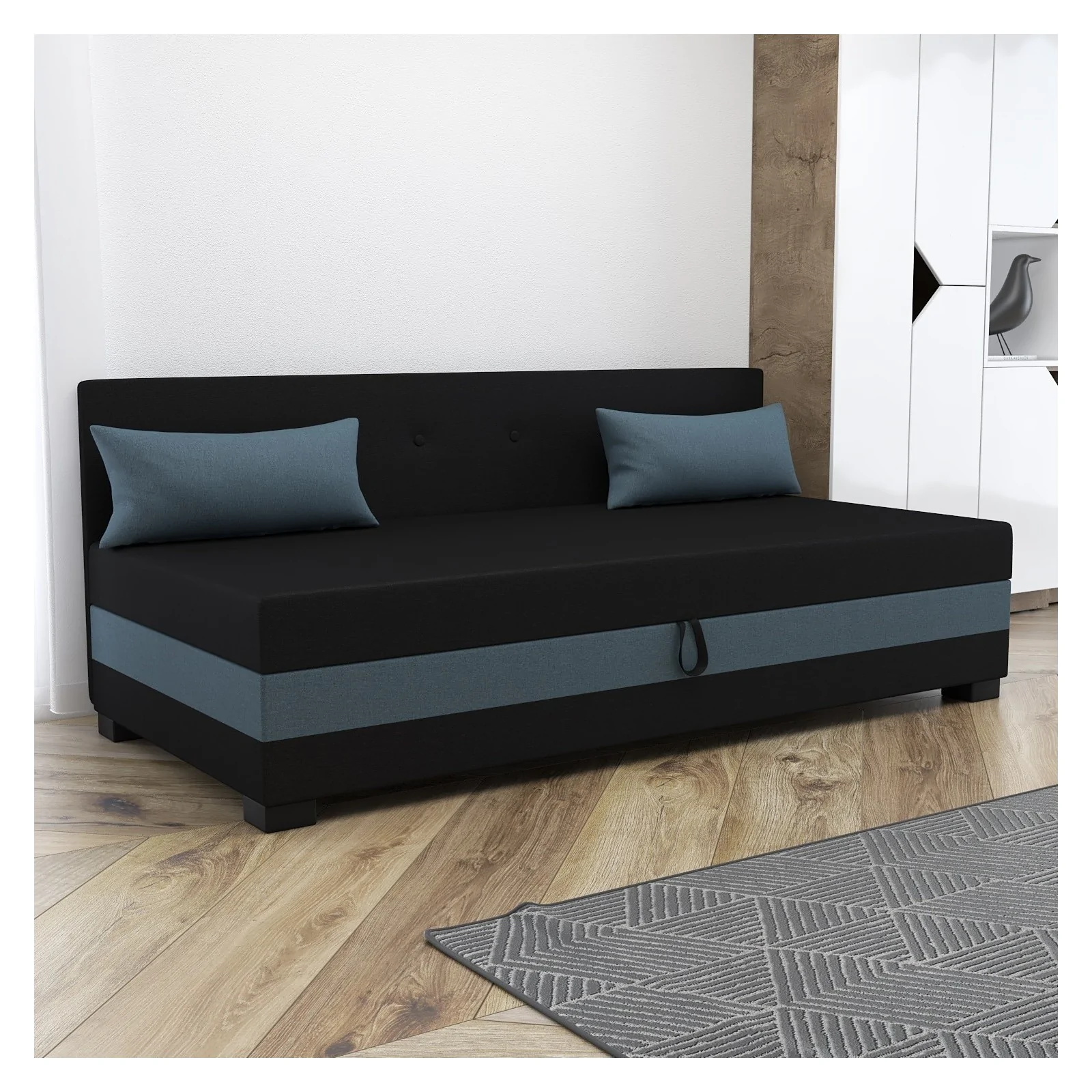 Łóżko Zoja z pojemnikiem, tapczan jednoosobowy 90x195 +Poduszki Gratis