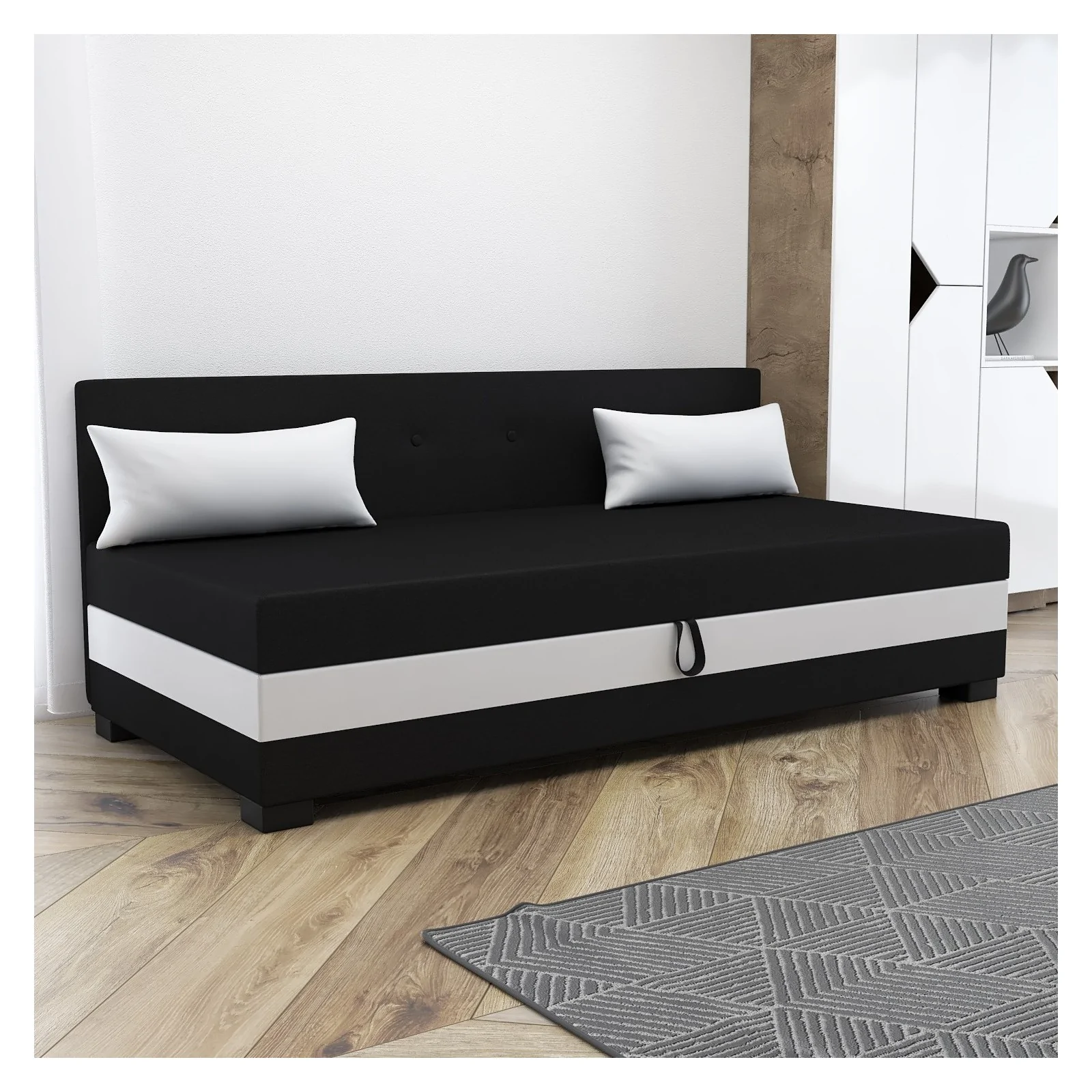 Łóżko z pojemnikiem, tapczan jednoosobowy Zoja 100x195 +Poduszki Gratis