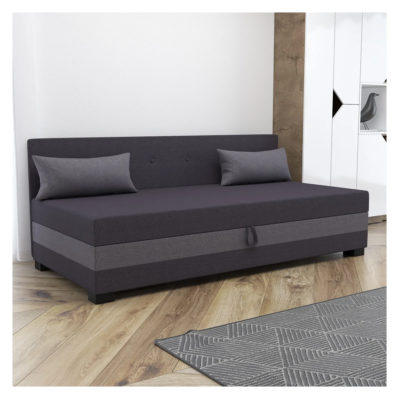 Łóżko Tapczan jednoosobowy z pojemnikiem Zoja 110x195 +Poduszki Gratis