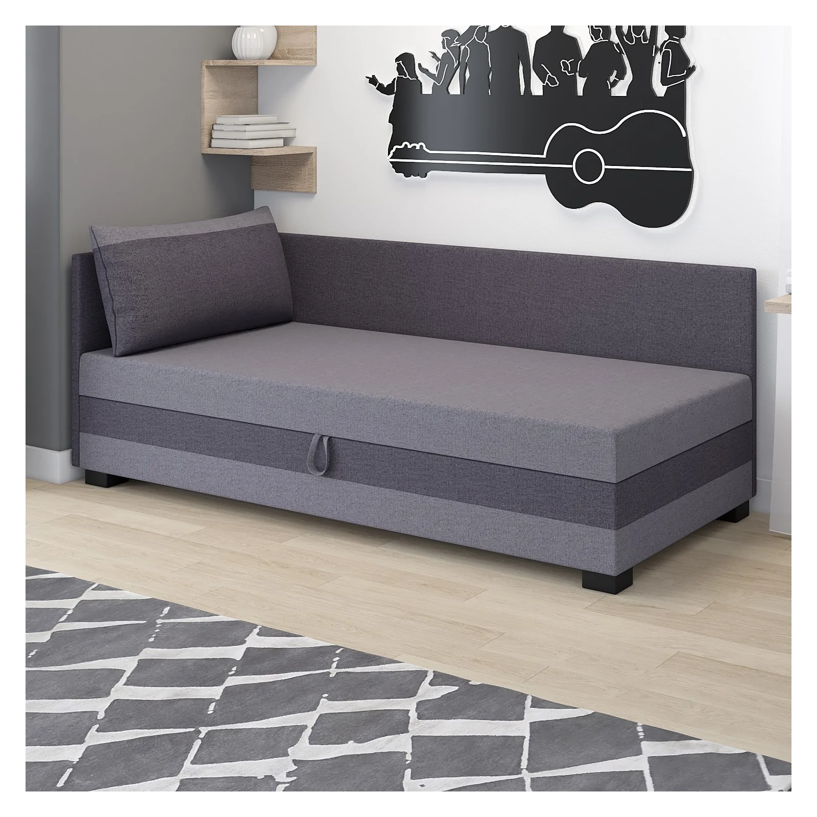 Tapczan młodzieżowy 120x195 Łóżko jednoosobowe Ilia+ z poduszką Gratis