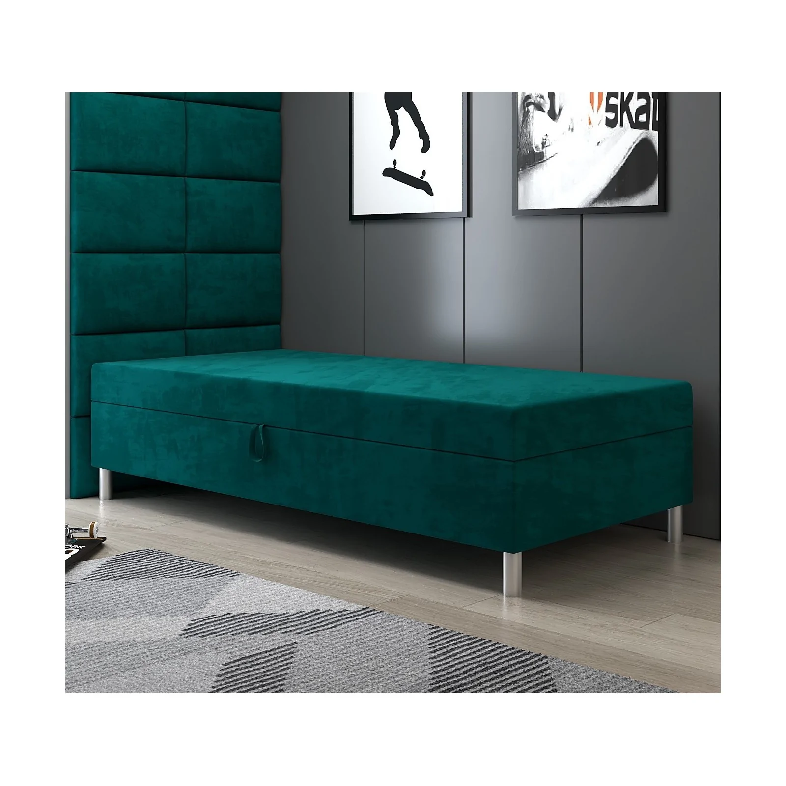 Tapczan jednoosobowy Prince 80x195 Łóżko młodzieżowe z pojemnikiem