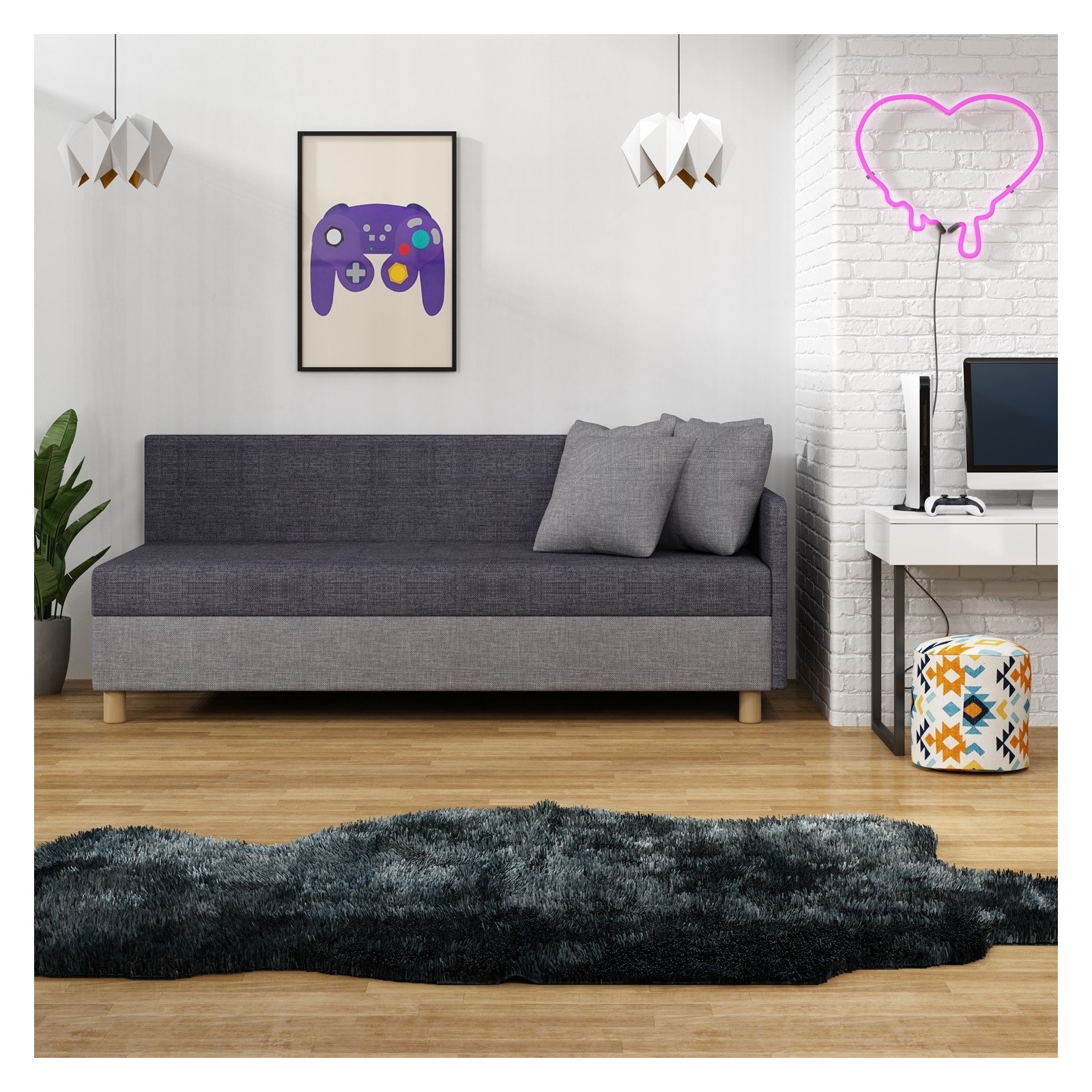 Mia Gold 80x195 Tapczan jednoosobowy z pojemnikiem Łóżko młodzieżowe dla studenta