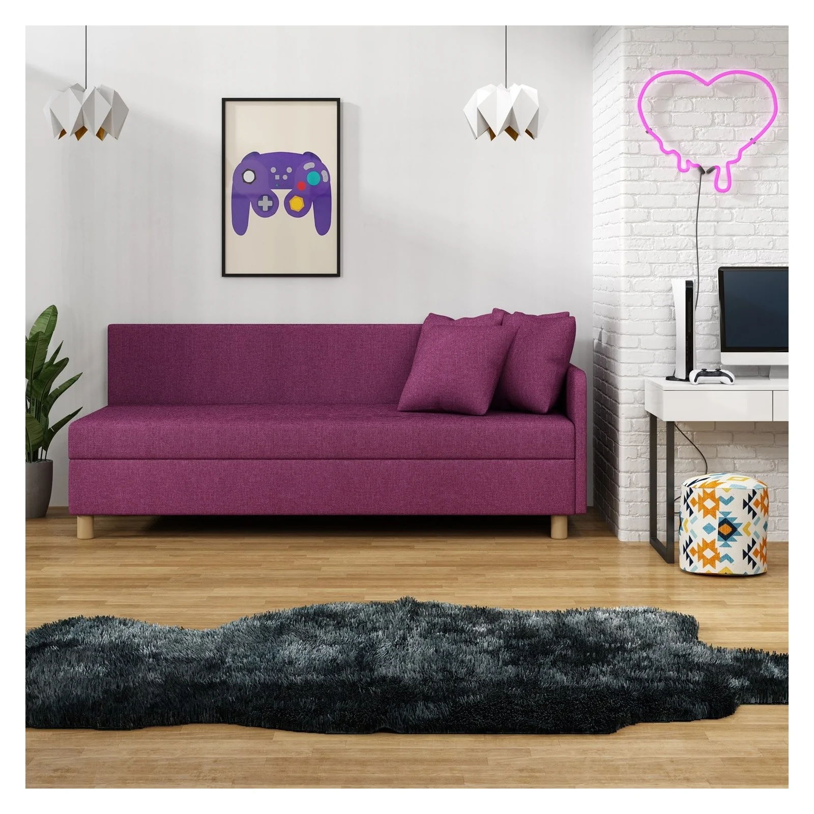 Tapczan jednoosobowy z pojemnikiem Mia Gold 90x195 Łóżko młodzieżowe dla studenta