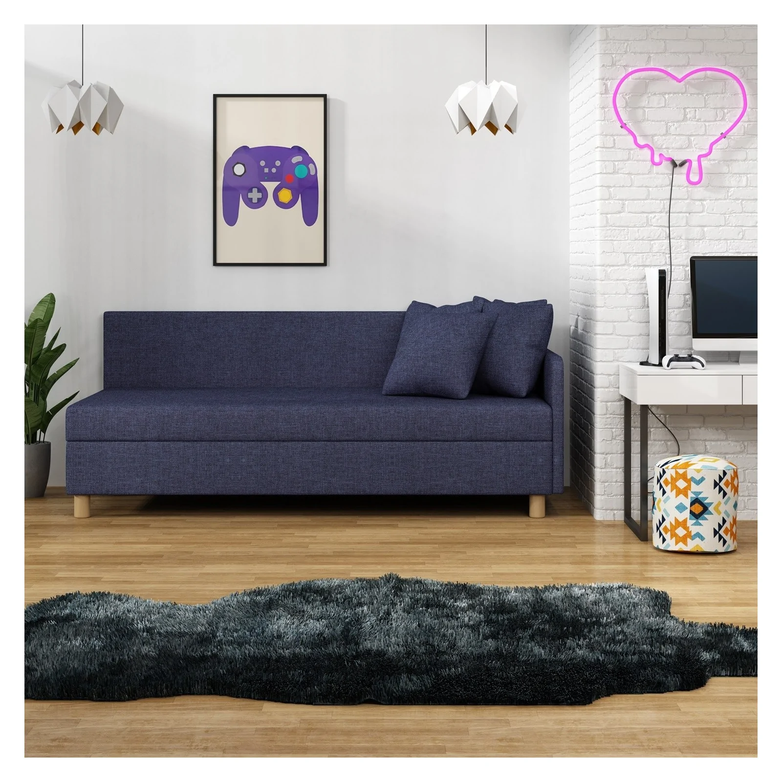 Tapczan jednoosobowy Mia Gold 100x195 Łóżko z materacem