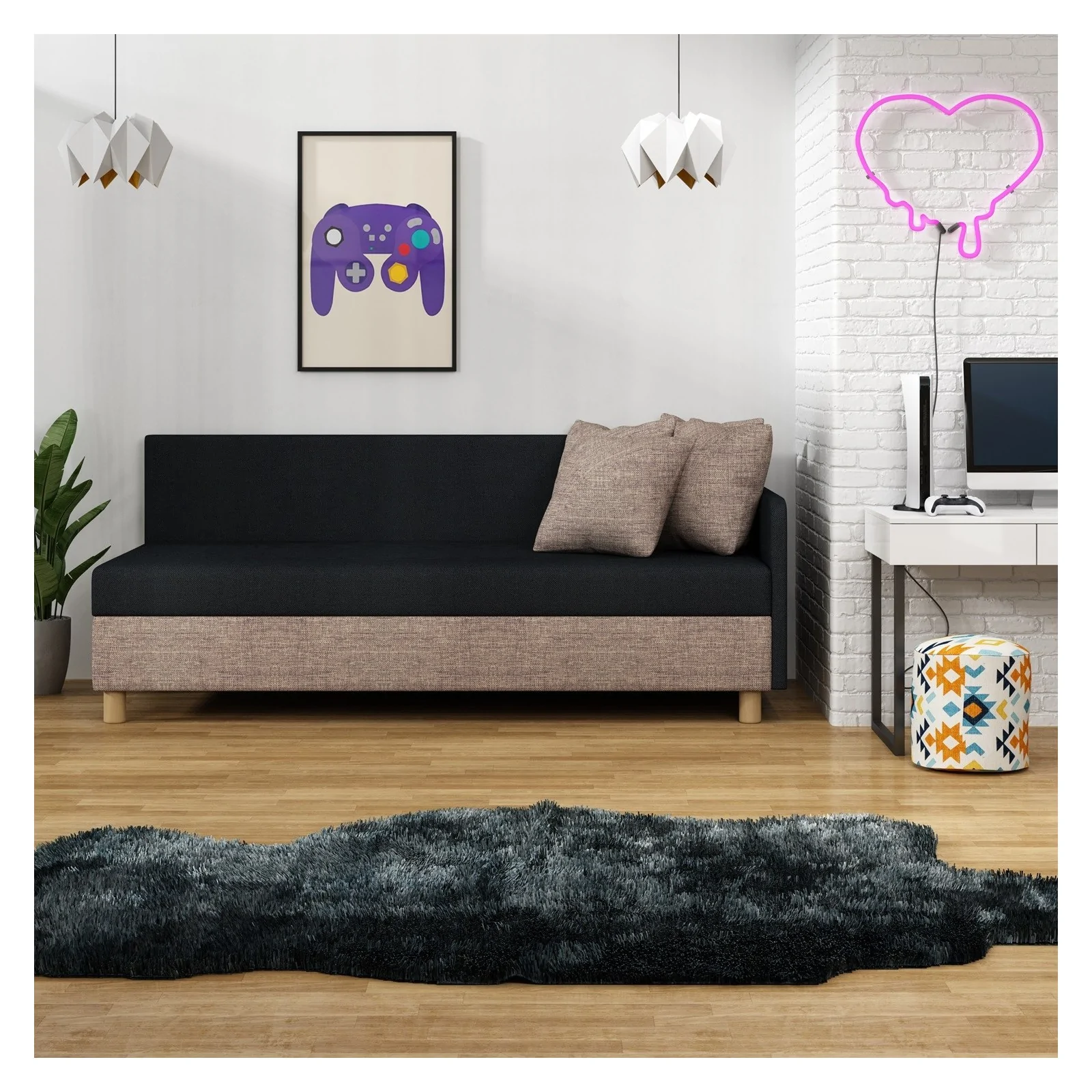 Tapczan z pojemnikiem Mia Gold 110x195 Łóżko jednoosobowe młodzieżowe