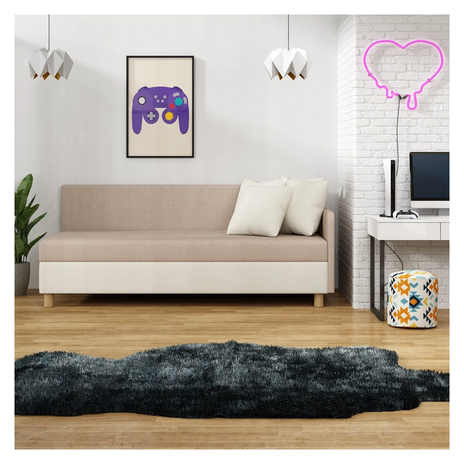 Tapczan z pojemnikiem Mia Gold 120x195 Łóżko jednoosobowe młodzieżowe