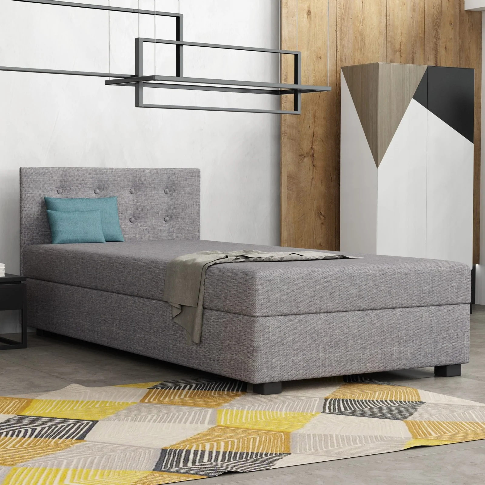 Łóżko Olaf, tapczan jednoosobowy młodzieżowy +pojemnik