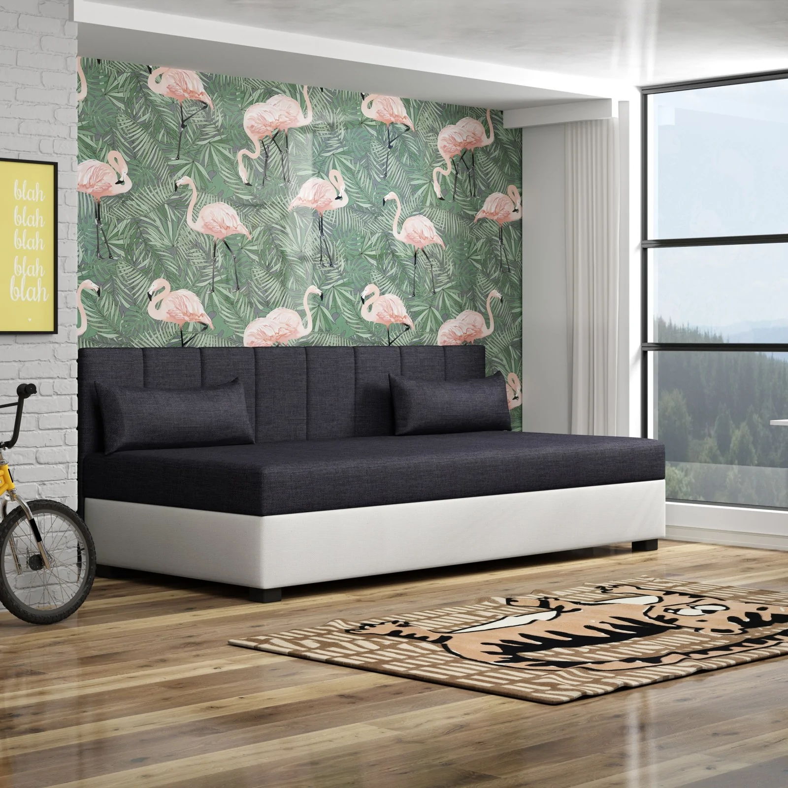 Tapczan z pojemnikiem Ron Łóżko jednoosobowe, młodzieżowe +Poduszki Gratis