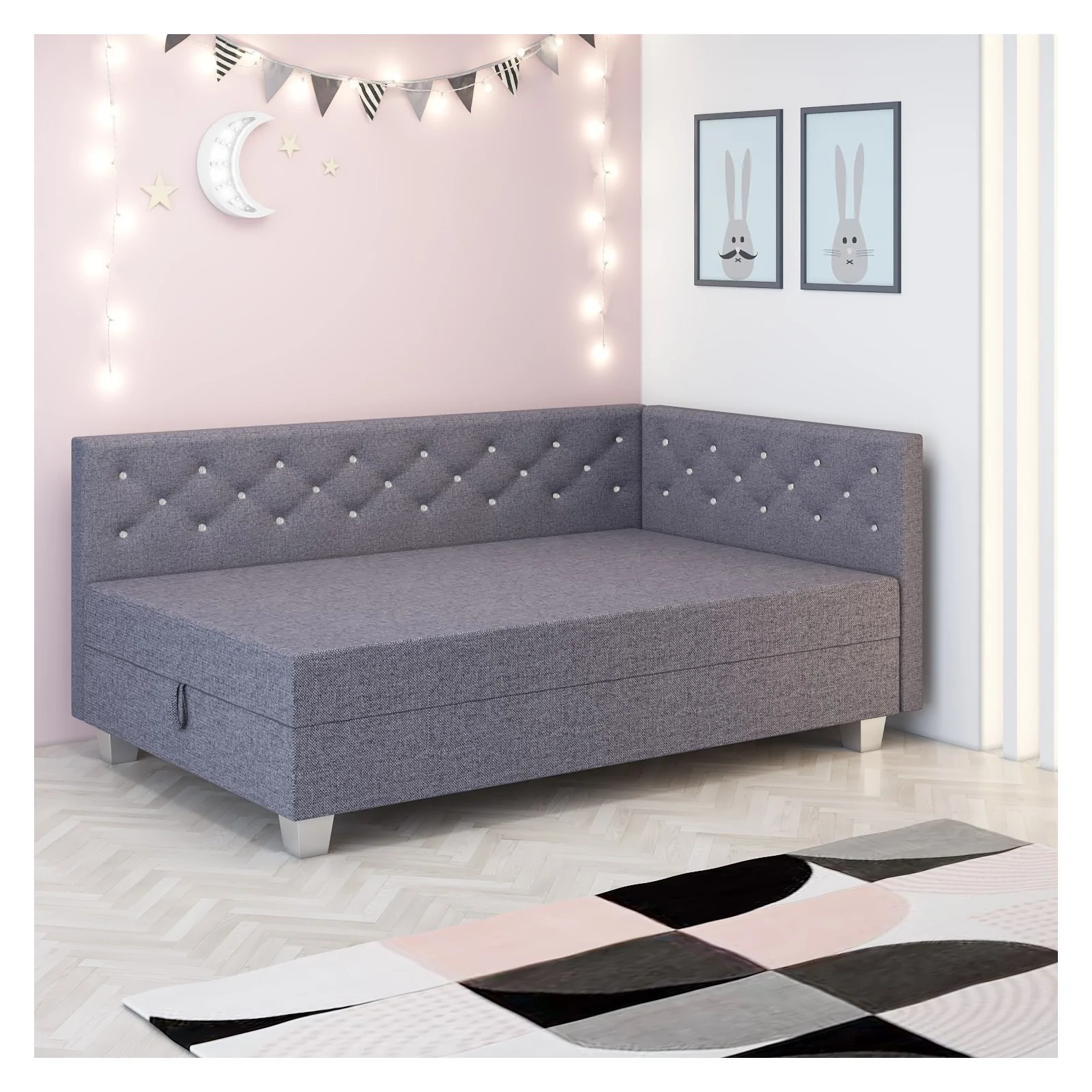 Tapczan z pojemnikiem na pościel Łóżko kontynentalne Lady+