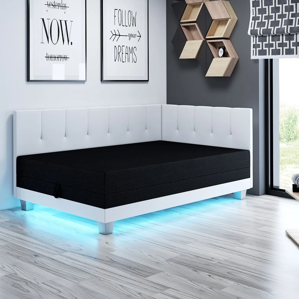 Łóżko kontynentalne Tapczan z oświetleniem Led Luiza+ Łóżko kontynentalne Tapczan z oświetleniem Led Luiza+