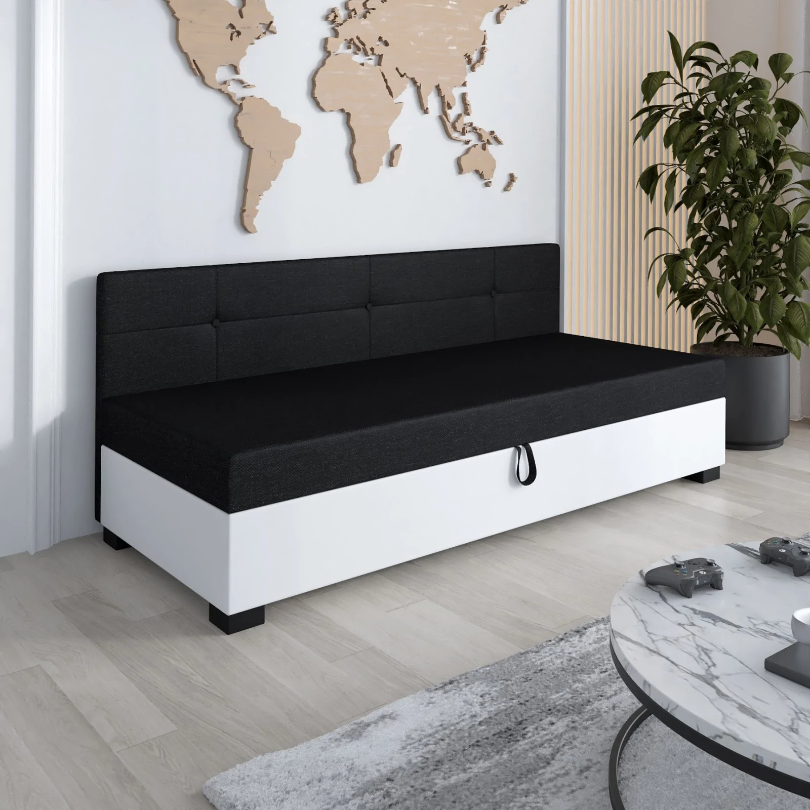 Łóżko młodzieżowe z pojemnikiem Tapczan jednoosobowy Dylan +bok