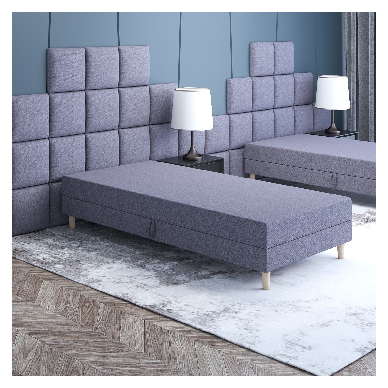 Łóżko jednoosobowe z materacem 120x195 Tapczan w stylu skandynawskim Eliot