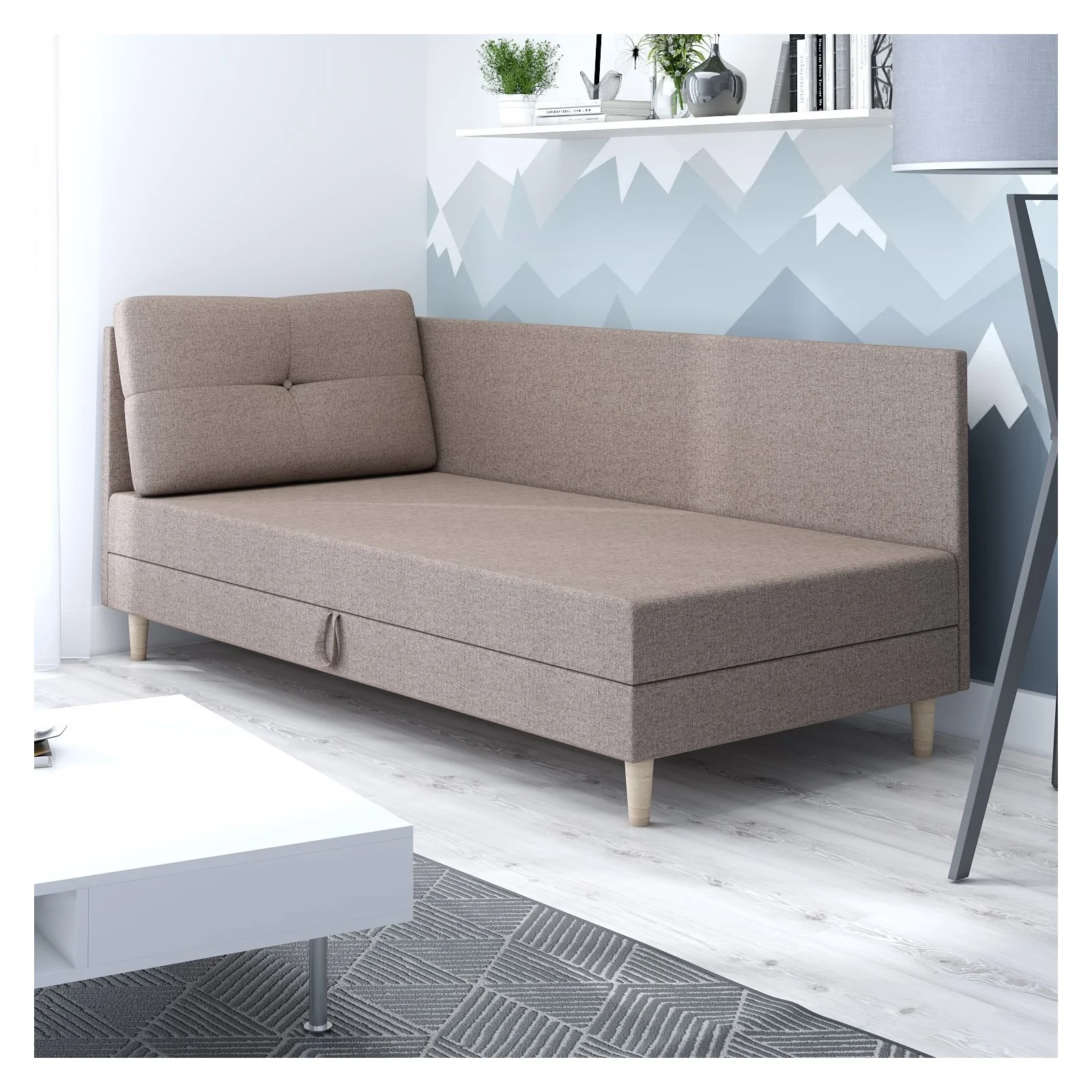 Tapczan młodzieżowy z pojemnikiem na pościel Lars+