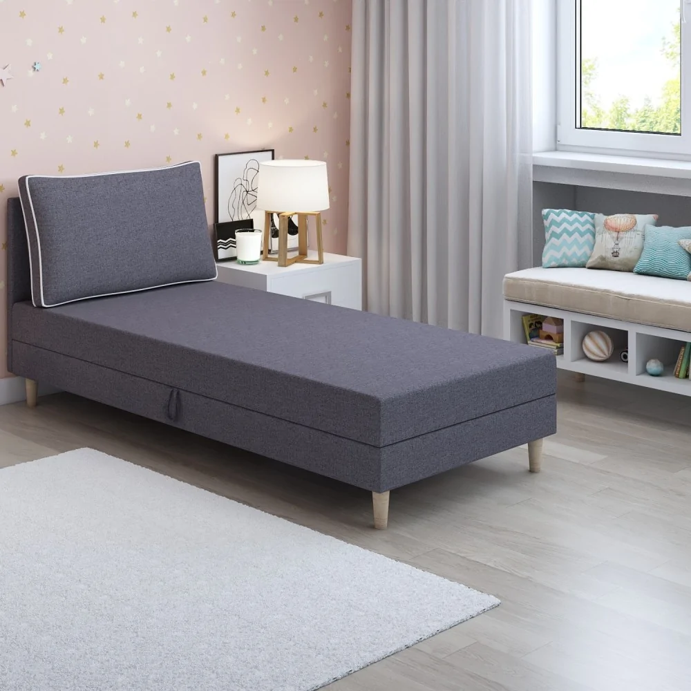 Tapczan jednoosobowy Inge Łóżko młodzieżowe z pojemnik na pościel Tapczan jednoosobowy Inge Łóżko młodzieżowe z pojemnik na pościel