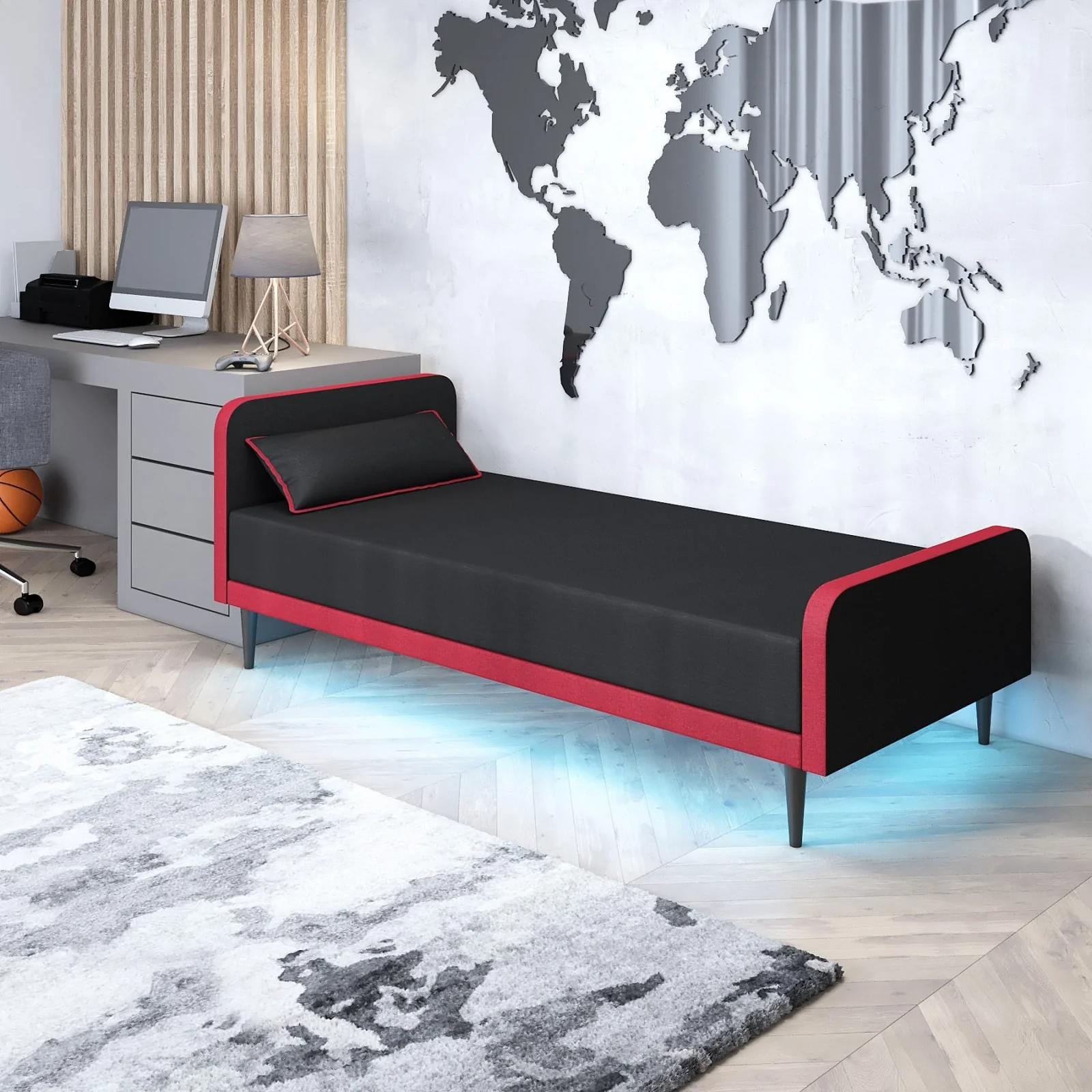 Tapczan jednoosobowy Saturn Łóżko młodzieżowe z materacem