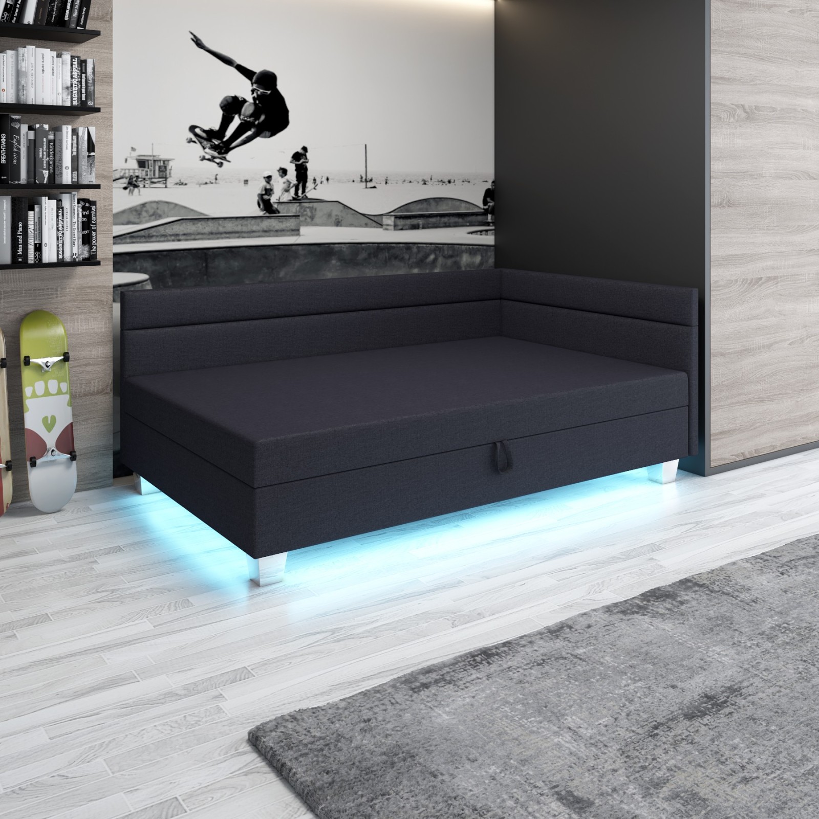 Tapczan jednoosobowy Led Łóżko młodzieżowe Matylda+