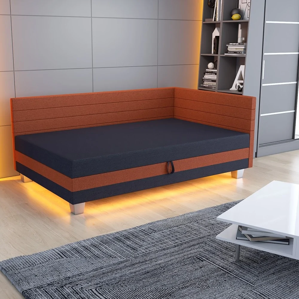 Tapczan z pojemnikiem Led Łóżko młodzieżowe Mars+