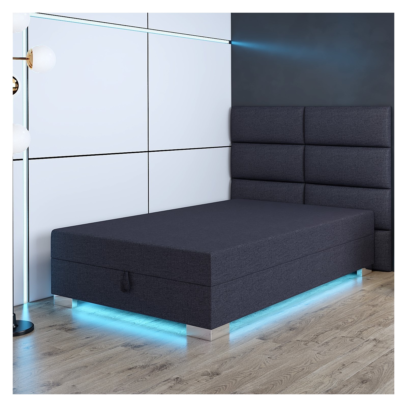 Tapczan jednoosobowy z pojemnikiem Jowisz Łóżko młodzieżowe Led