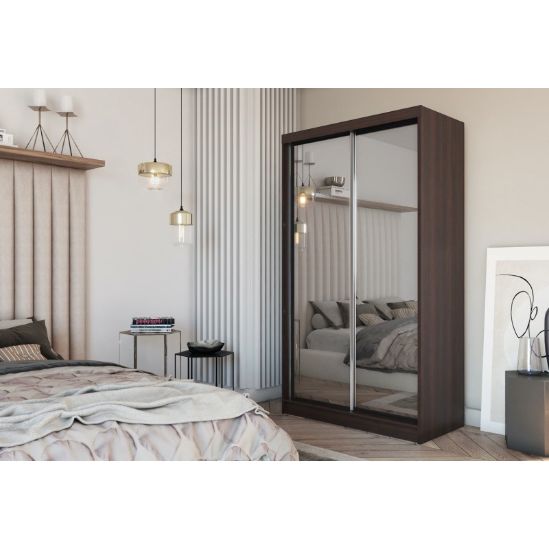 Szafa Debora 120 w sypialni — lustrzane drzwi przesuwne