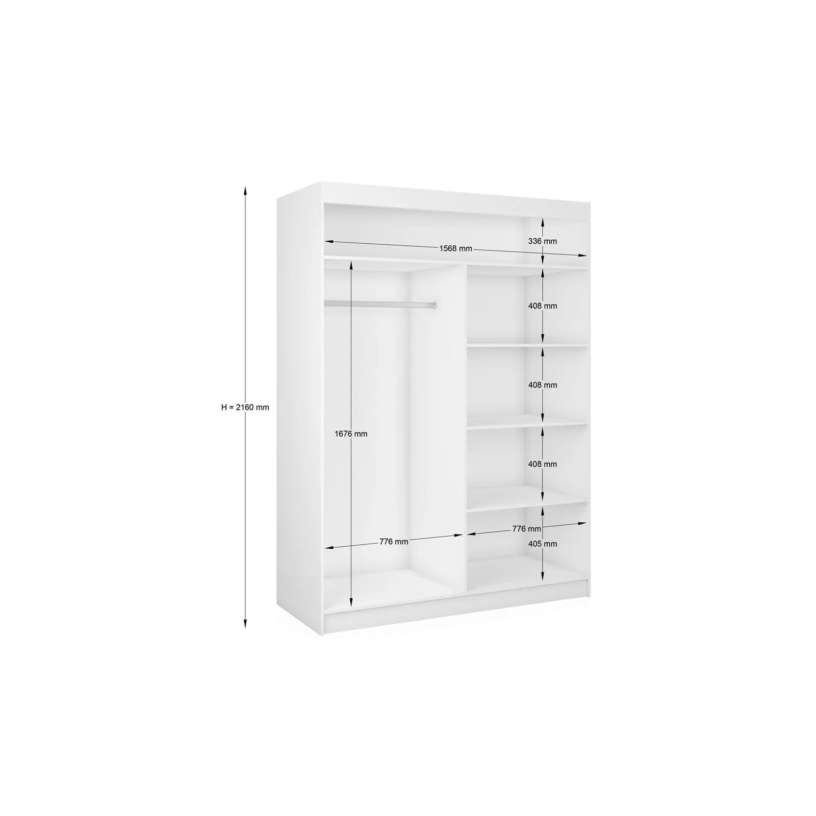 Szafa ze szkłem Lacobel VIVIO 160 cm