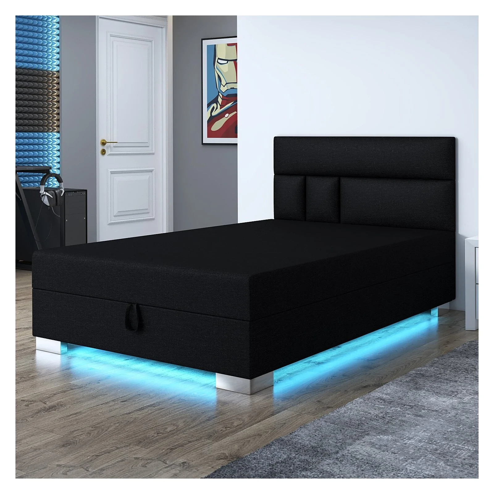 Tapczan jednoosobowy młodzieżowy Łóżko Astrid z oświetleniem Led