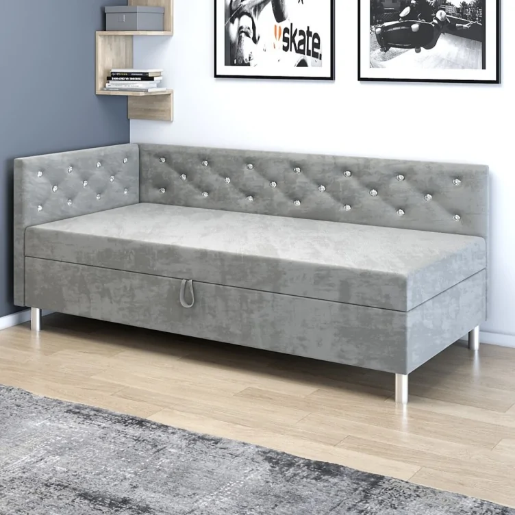 Łóżko młodzieżowe jednoosobowe Tapczan welur Princess+