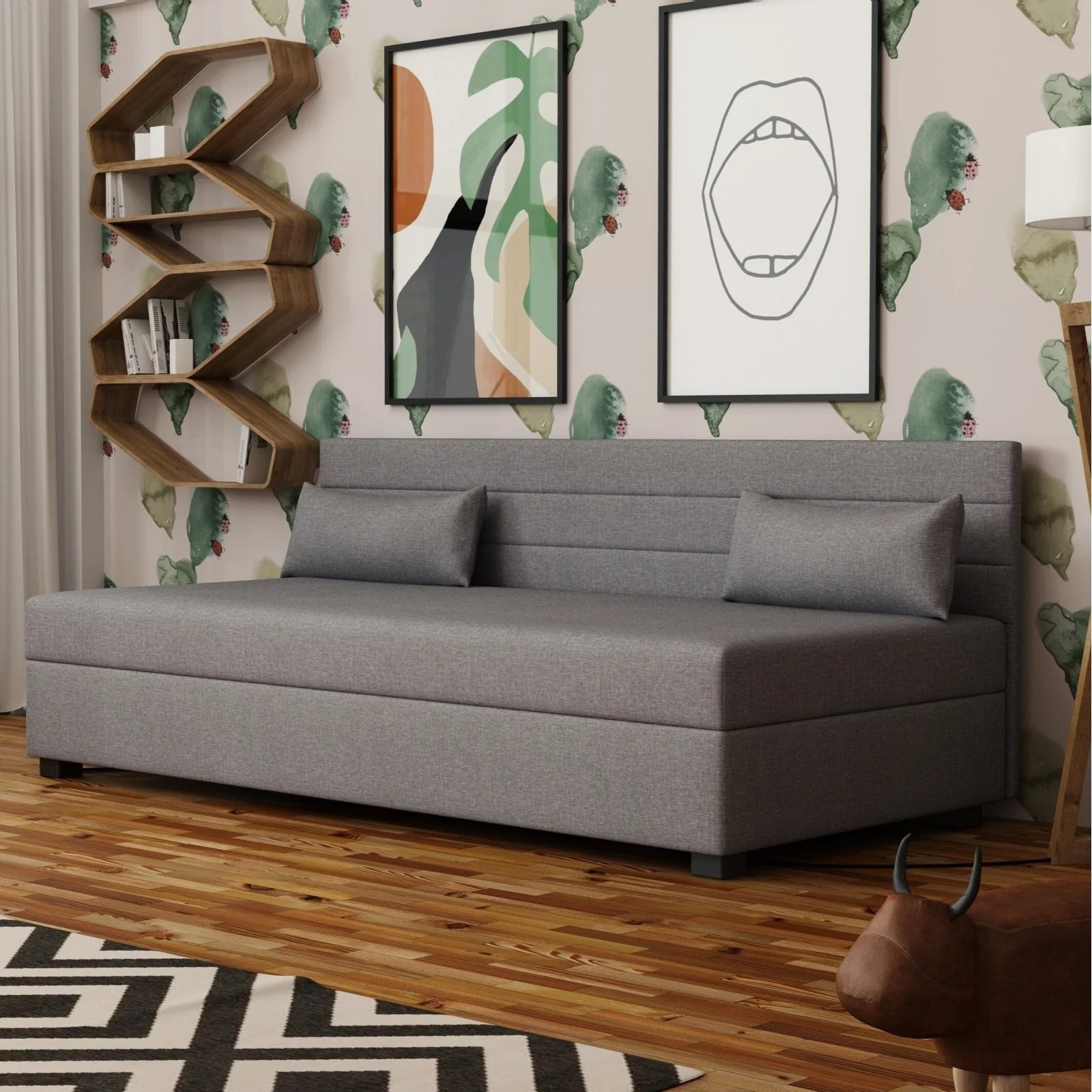 Łóżko jednoosobowe Alf, solidny tapczan do spania dla dziecka z materacem