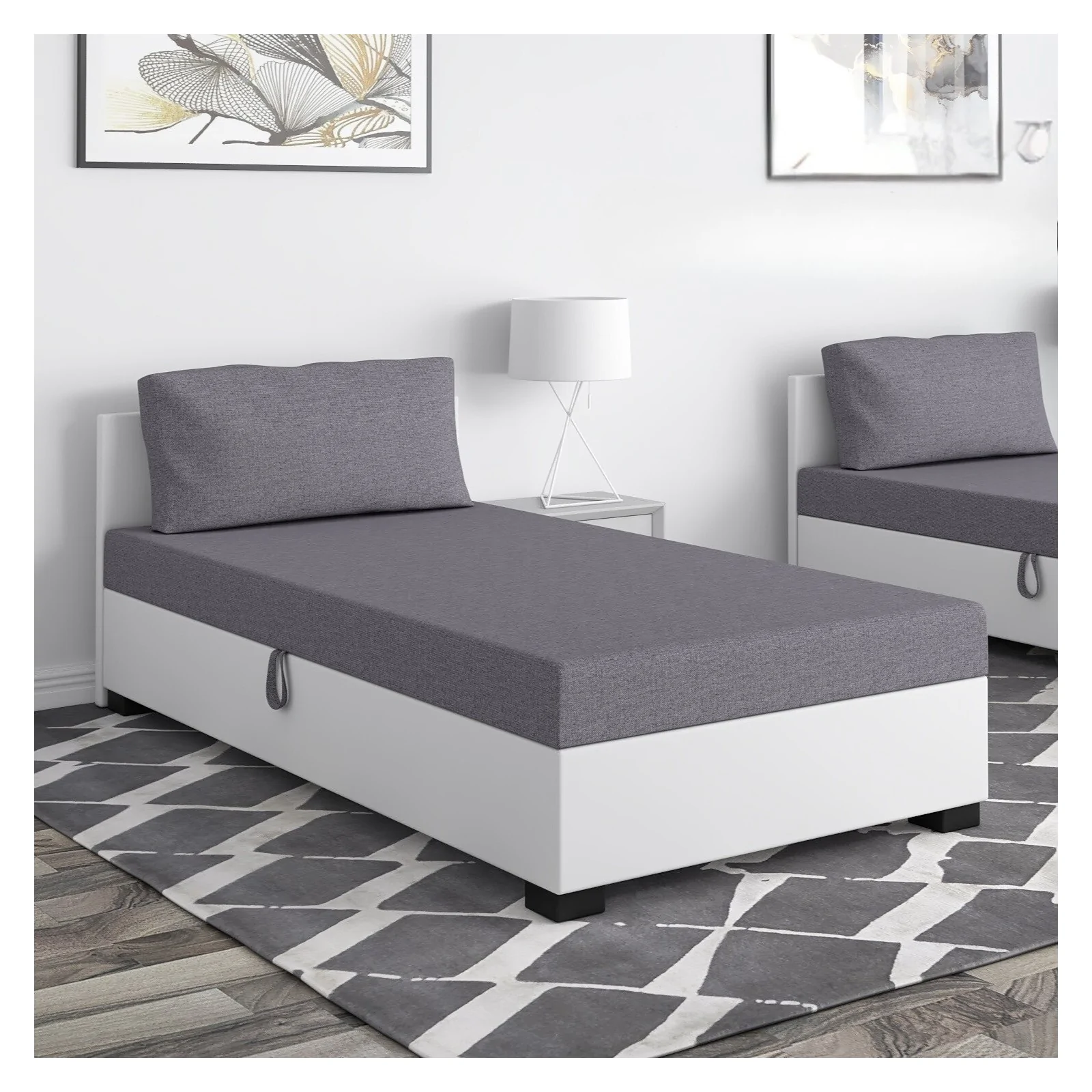 Łóżko Pola z pojemnikiem, tapczan jednoosobowy hotelowy młodzieżowy